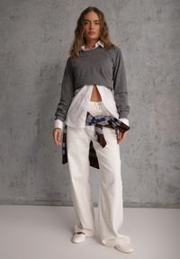 Renee - Ciemnoszara Casualowa Bluza z Bawełną Akko. Okazja: na co dzień. Kolor: szary. Materiał: bawełna. Styl: casual #6