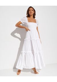 CAROLINE CONSTAS - Biała sukienka maxi Zuri. Typ kołnierza: dekolt gorset, kołnierz z falbankami. Kolor: biały. Materiał: bawełna. Typ sukienki: gorsetowe. Długość: maxi #2