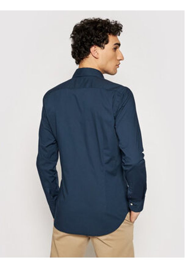 La Martina Koszula CCMC02 PP003 Granatowy Slim Fit. Kolor: niebieski. Materiał: bawełna