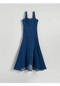 Reserved - Jeansowa sukienka maxi - granatowy. Kolor: niebieski. Materiał: jeans. Długość: maxi