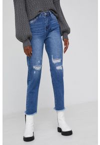 Answear Lab Jeansy bawełniane damskie high waist. Stan: podwyższony. Kolor: niebieski. Styl: wakacyjny #1