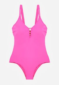 Born2be - Fuksjowy Strój Kąpielowy Ozdobiony Koralikami Rhelea. Kolor: różowy. Wzór: aplikacja #4