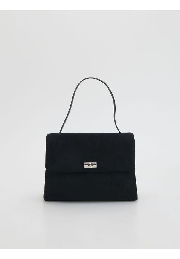 Reserved - Torebka z imitacji zamszu - czarny. Kolor: czarny. Materiał: zamszowe