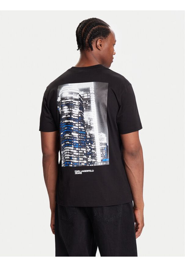 Karl Lagerfeld Jeans T-Shirt A4M17025 Czarny Regular Fit. Kolor: czarny. Materiał: bawełna