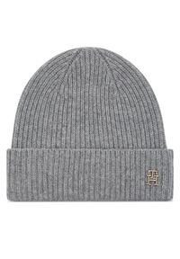 TOMMY HILFIGER - Tommy Hilfiger Czapka Cashmere Chic Beanie AW0AW15321 Szary. Kolor: szary. Materiał: kaszmir #1