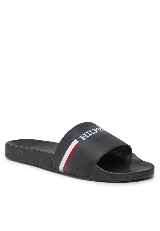 TOMMY HILFIGER - Klapki Tommy Hilfiger Corporate Hilfiger Pool Slide FM0FM04911 Black BDS. Kolor: czarny