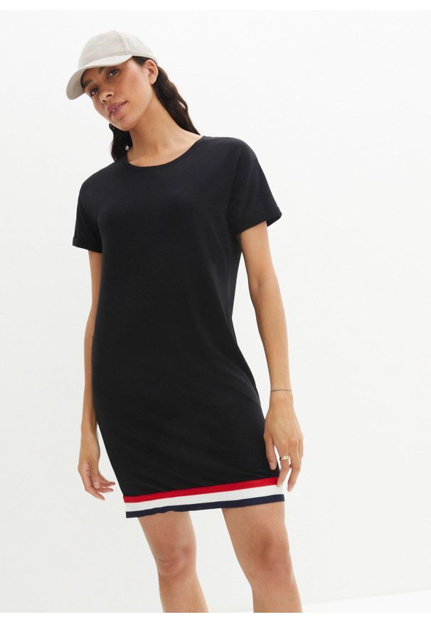 bonprix - Sukienka z dżerseju z miękkiej mieszanki wiskozy. Kolor: czarny. Materiał: jersey, wiskoza, materiał. Długość rękawa: krótki rękaw