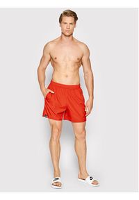 Adidas - adidas Szorty kąpielowe Mid 3-Stripes HA0400 Czerwony Regular Fit. Kolor: czerwony. Materiał: syntetyk