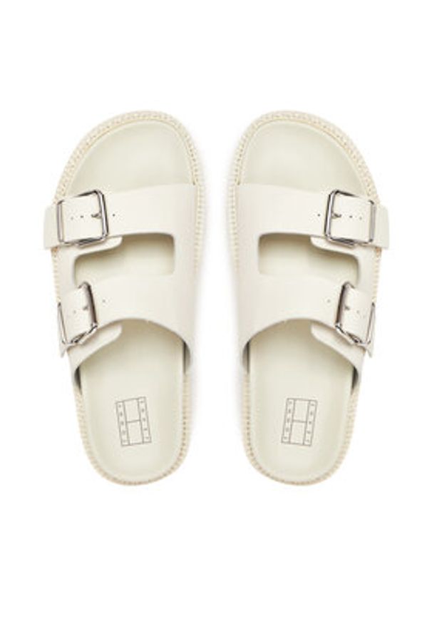 Tommy Jeans Klapki Tjw Double Strap Sandal EN0EN02753 Biały. Kolor: biały. Materiał: skóra