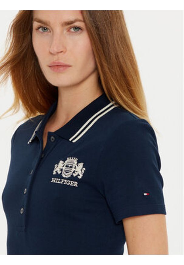 TOMMY HILFIGER - Tommy Hilfiger Sukienka codzienna Varsity WW0WW43841 Granatowy Slim Fit. Okazja: na co dzień. Kolor: niebieski. Materiał: bawełna. Typ sukienki: proste. Styl: casual