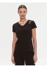 EA7 Emporio Armani T-Shirt 3DTT01 TJFKZ 0200 Czarny Slim Fit. Kolor: czarny. Materiał: bawełna