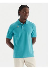 Kappa Polo Logo Sharas Mss 302B3D0 Turkusowy Regular Fit. Typ kołnierza: polo. Kolor: turkusowy. Materiał: bawełna