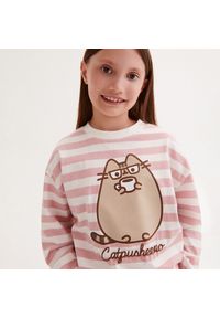 Reserved - Koszulka w paski Pusheen - Różowy. Kolor: różowy. Materiał: dzianina, bawełna. Wzór: paski #1