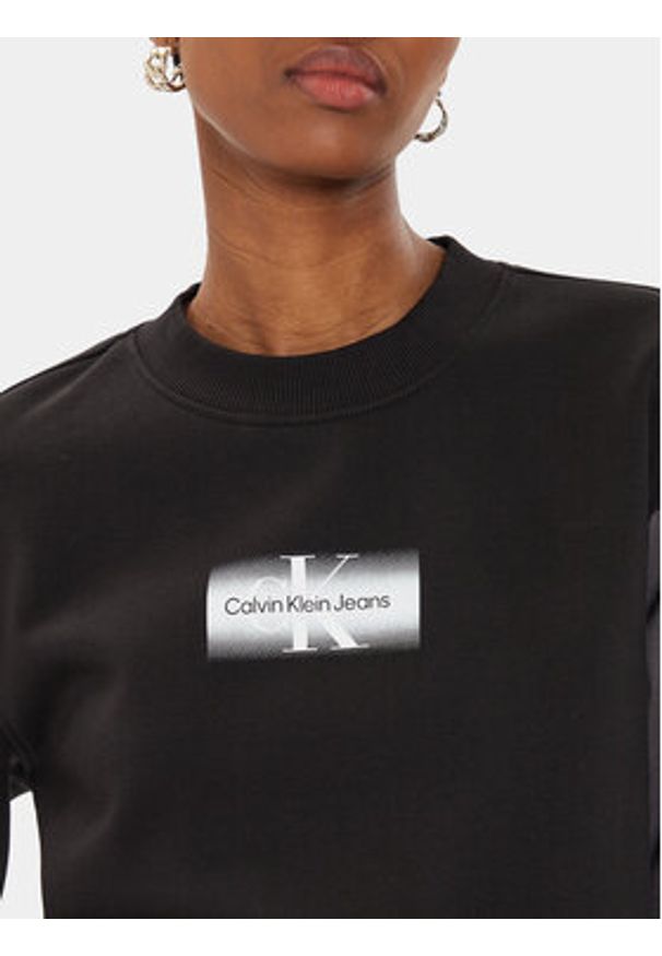 Calvin Klein Jeans Bluza Faded Monologo J20J223537 Czarny Regular Fit. Kolor: czarny. Materiał: syntetyk, bawełna