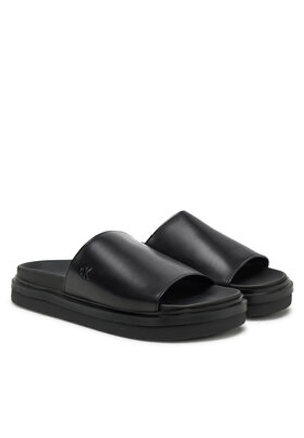 Calvin Klein Jeans Klapki Flat Molded Sandal Slide YW0YW01710 Czarny. Kolor: czarny. Materiał: skóra