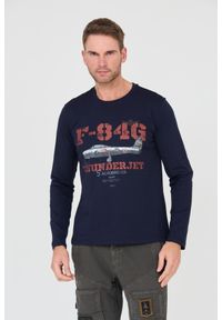 Aeronautica Militare - AERONAUTICA MILITARE Granatowy męski bawełniany longsleeve F-84G Thunderjet, Rozmiar XXL. Kolor: niebieski. Materiał: bawełna. Długość rękawa: długi rękaw