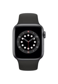 APPLE Watch 6 40mm (Gwiezdna szarość z opaską sportową w kolorze czarnym). Rodzaj zegarka: smartwatch. Kolor: czarny. Materiał: poliester, nylon, guma, materiał. Styl: sportowy #2