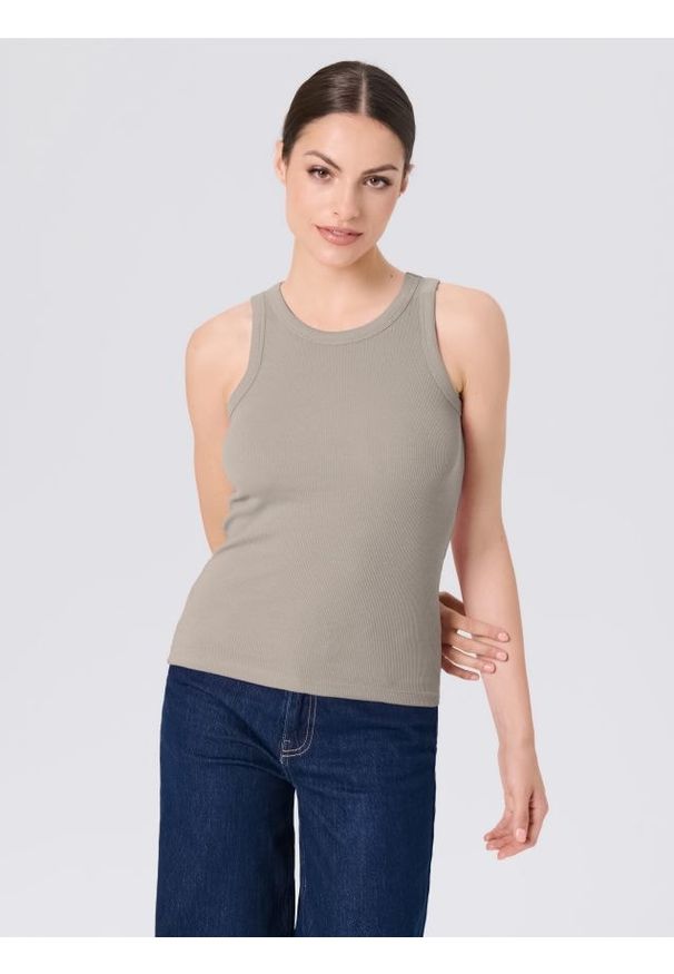 Sinsay - Tank top - beżowy. Kolor: beżowy