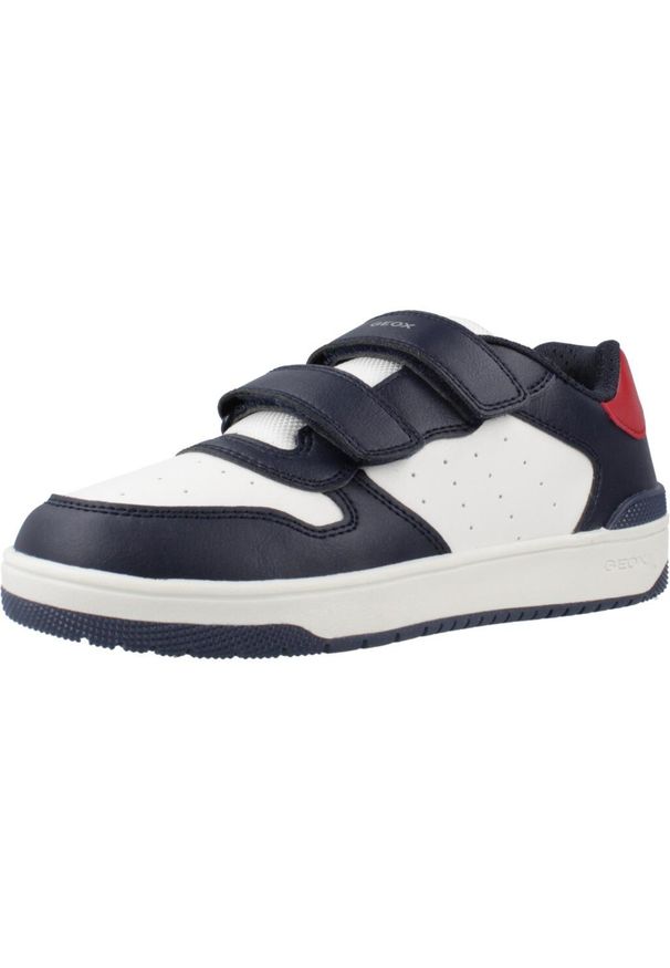 Trampki Geox Model J Washiba Kolor Niebieski. Kolor: niebieski, wielokolorowy, biały. Materiał: syntetyk, tkanina. Sport: turystyka piesza