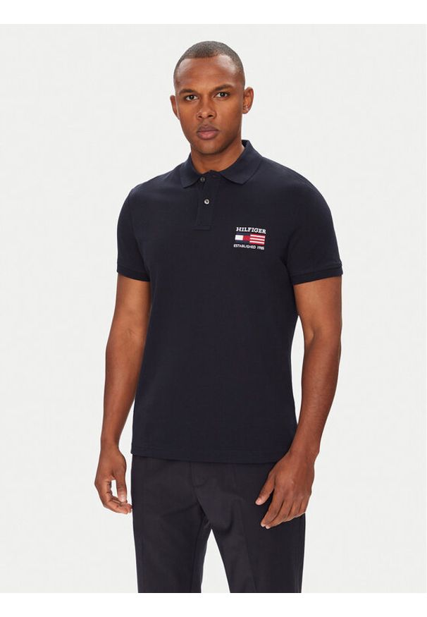 TOMMY HILFIGER - Tommy Hilfiger Polo Flag MW0MW39836 Granatowy Regular Fit. Typ kołnierza: polo. Kolor: niebieski. Materiał: bawełna