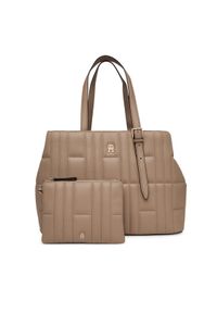 TOMMY HILFIGER - Tommy Hilfiger Torebka Th Feminine Tote AW0AW17452 Beżowy. Kolor: beżowy. Materiał: skórzane