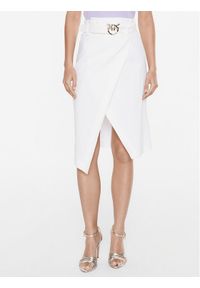 Pinko Spódnica ołówkowa Ivra 100444 A0LT Biały Slim Fit. Kolor: biały. Materiał: len, wiskoza #1