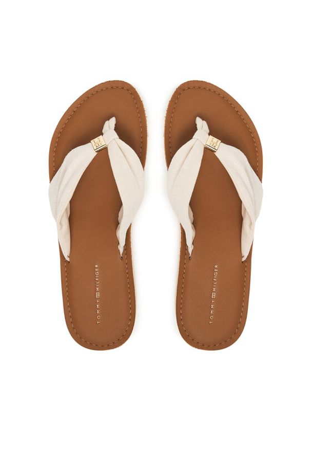 TOMMY HILFIGER - Tommy Hilfiger Japonki Th Ltr Footbed Summer Sandal FW0FW09194 Écru. Kolor: kremowy. Materiał: materiał