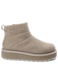Beżowe Botki Tamaris Ocieplane Buty Damskie. Okazja: na co dzień. Kolor: beżowy. Materiał: skóra ekologiczna, futro. Obcas: na platformie. Styl: casual #6