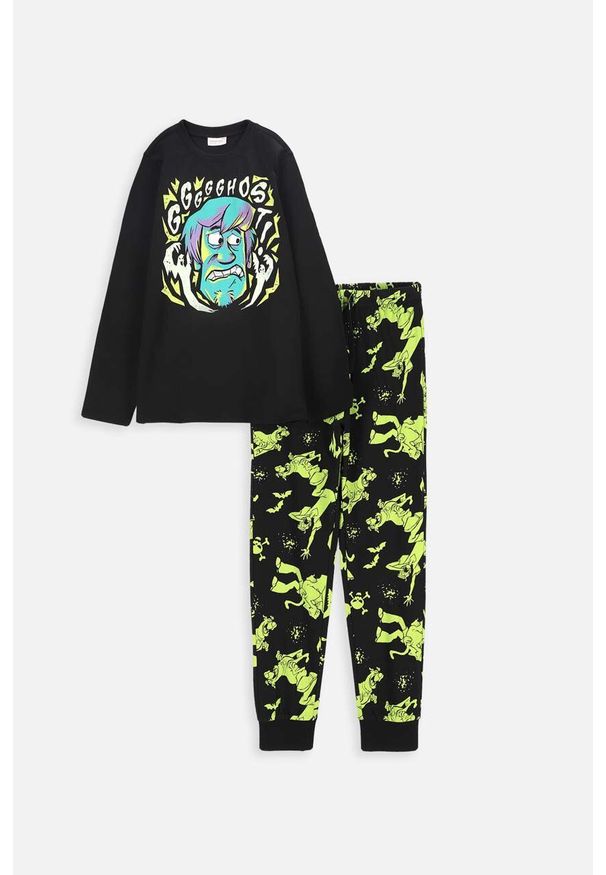 COCCODRILLO - Coccodrillo piżama bawełniana dziecięca x Scooby Doo kolor czarny wzorzysta. Kolor: czarny. Materiał: bawełna. Długość: długie