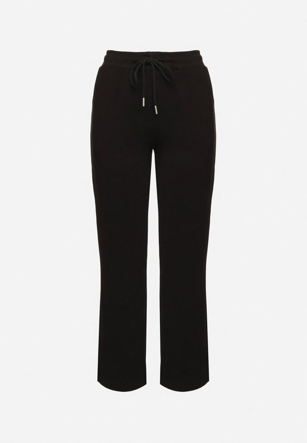 Born2be - Czarne Spodnie Dresowe z Prostymi Nogawkami Kieszeniami i Gumką w Pasie Tialynne. Okazja: na co dzień. Kolor: czarny. Materiał: dresówka. Styl: casual