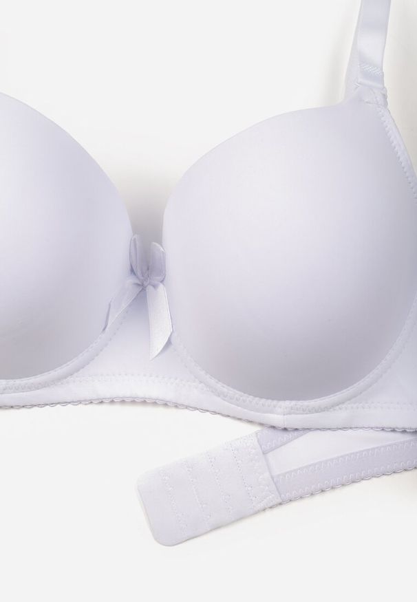 Renee - Biały Biustonosz o Gładkim Wykończeniu z Kokardką Phiphise. Kolor: biały. Wzór: gładki