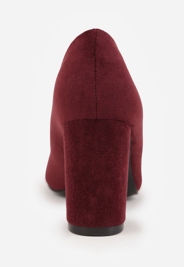 Renee - Bordowe Casualowe Czółenka na Słupku ze Skórzaną Wkładką Maicie. Okazja: na co dzień. Zapięcie: bez zapięcia. Kolor: czerwony. Materiał: skóra. Obcas: na słupku. Styl: casual. Wysokość obcasa: średni