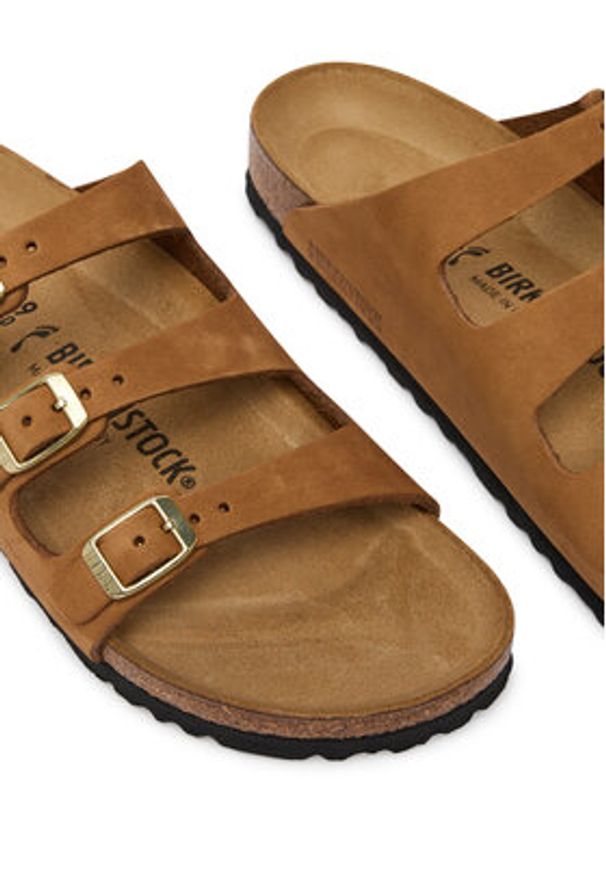 Birkenstock Klapki Florida 1033203 Brązowy. Kolor: brązowy. Materiał: skóra, nubuk