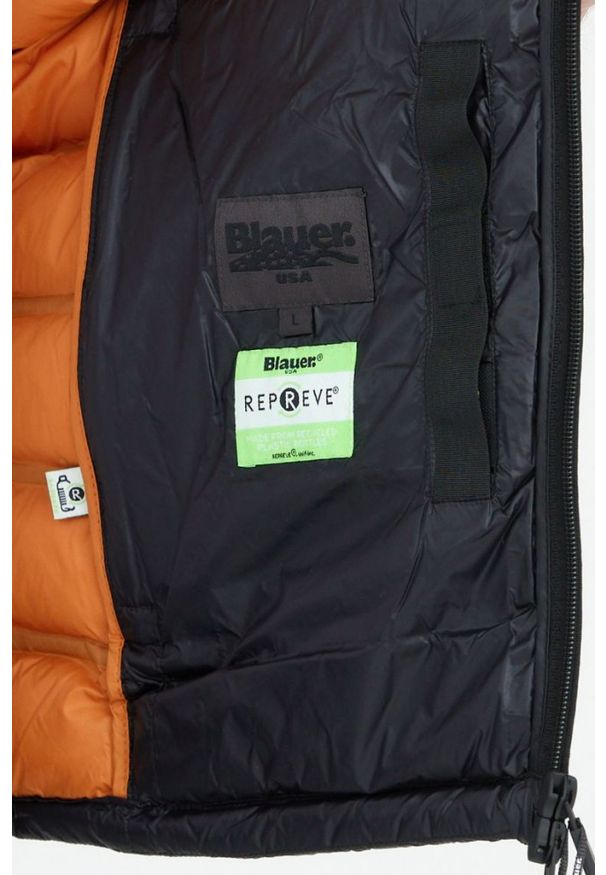 Blauer USA - BLAUER Czarny puchowy bezrękawnik męski Logan. Kolor: czarny. Materiał: puch. Długość rękawa: bez rękawów