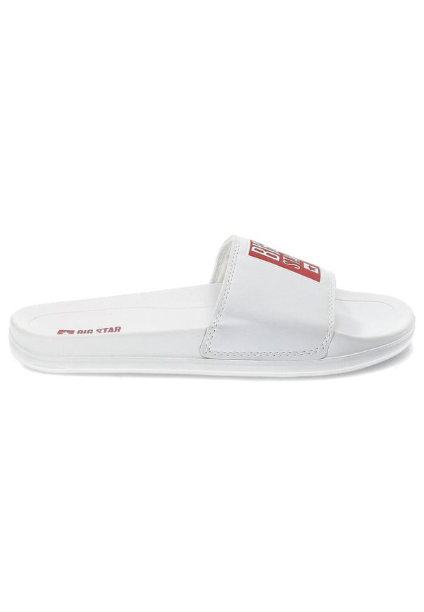 Big-Star - Białe Klapki Big Star Damskie Buty Wodoodporne. Okazja: na co dzień, na plażę. Kolor: biały. Materiał: materiał. Wzór: aplikacja. Styl: casual, wakacyjny