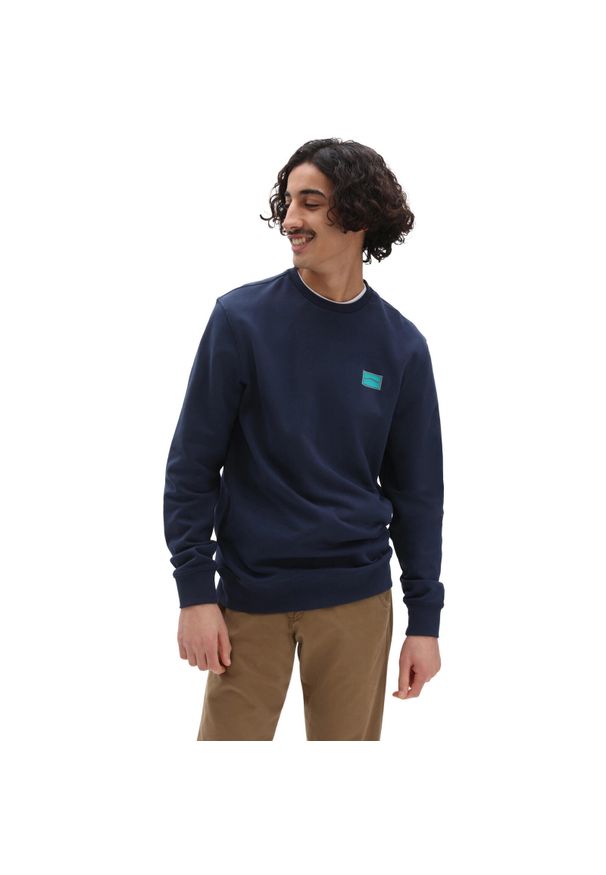 Bluza męskie Vans Sequence Crew. Kolor: niebieski. Materiał: bawełna, materiał. Sport: skateboard