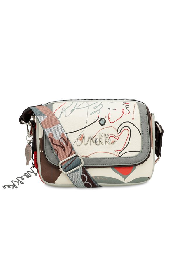 Szara Torebka Anekke Stylowa Listonoszka Damska. Kolor: szary. Wzór: aplikacja. Dodatki: z breloczkiem. Styl: elegancki