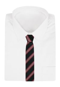 Klasyczny Krawat Klubowy - Alties - Czarny w Prążek. Kolor: czarny. Materiał: tkanina. Wzór: prążki. Styl: klasyczny #4