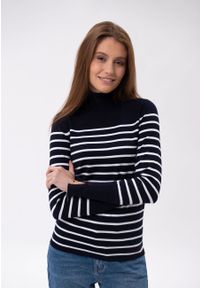 Volcano - Golf w paski S-JANE. Okazja: na co dzień. Typ kołnierza: golf. Materiał: prążkowany, dzianina. Wzór: paski. Styl: klasyczny, casual, elegancki #1