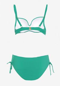 Renee - Zielone Bikini Biustonosz z Usztywnianymi Miseczkami Majtki Figi Ozdobione Troczkami Tamarie. Kolor: zielony. Wzór: aplikacja #3