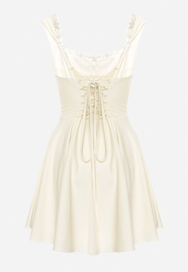 Born2be - Żółta Rozkloszowana Sukienka Vices w Rustykalnym Stylu z Wiązaniem Gorsetowym Foliora. Okazja: na co dzień. Typ kołnierza: dekolt gorset. Kolor: żółty. Długość rękawa: na ramiączkach. Typ sukienki: gorsetowe. Styl: elegancki, casual, klasyczny