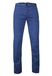 Chiao - Elastyczne Spodnie Męskie, CHINOSY, Zwężane Nogawki, Chabrowe, Kolorowe. Kolor: niebieski. Materiał: lycra, bawełna. Wzór: kolorowy #1