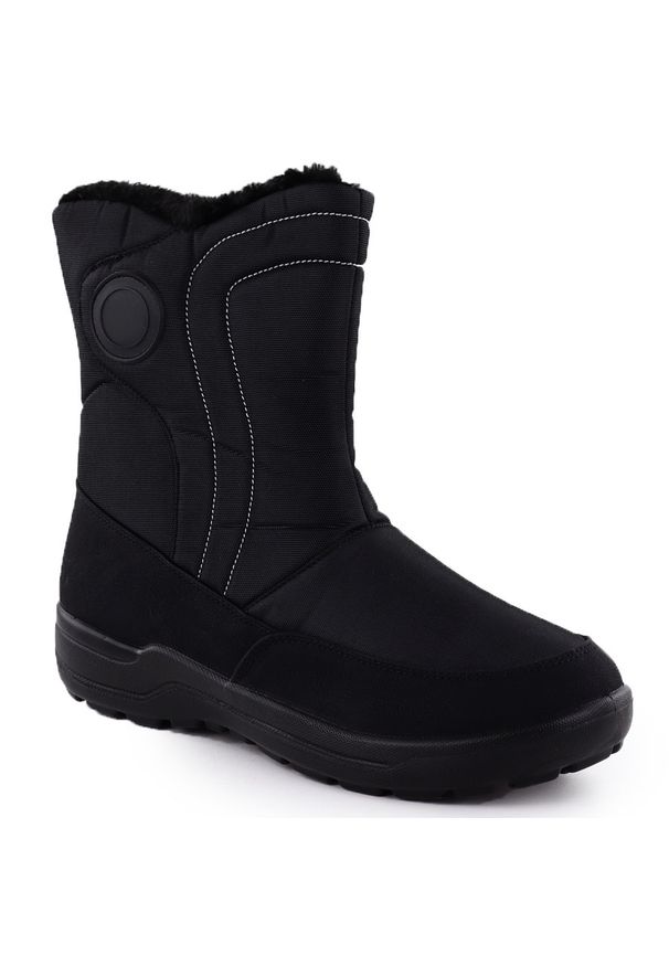 POTOCKI - Śniegowce damskie płaskie ocieplane czarne Potocki SU33310. Kolor: czarny. Materiał: tkanina