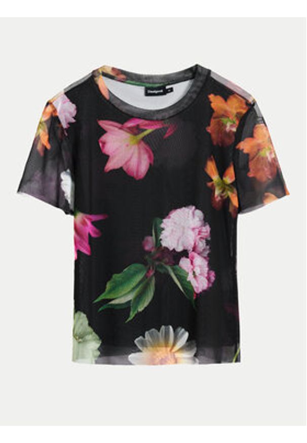 Desigual T-Shirt Des Moines 25SWTK88 Czarny Regular Fit. Kolor: czarny. Materiał: syntetyk