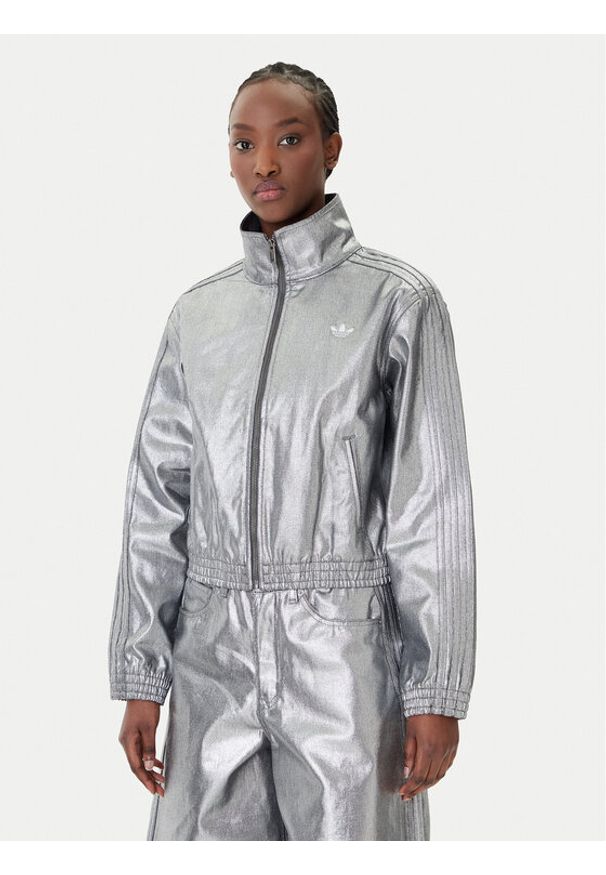 Adidas - adidas Kurtka jeansowa Firebird KD2910 Srebrny Regular Fit. Kolor: srebrny. Materiał: bawełna
