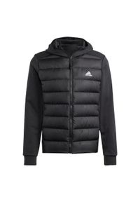 Adidas - Kurtka Essentials Hybrid Dow Hooded. Kolor: czarny. Materiał: poliester, puch, materiał. Sport: turystyka piesza #2