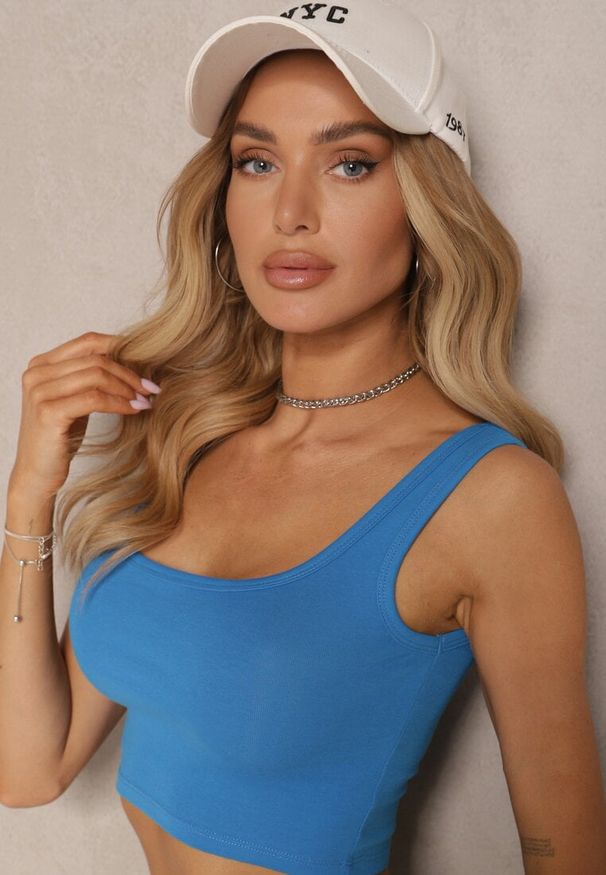 Renee - Niebieski Bawełniany Top Nusolira. Okazja: na co dzień. Kolor: niebieski. Materiał: bawełna. Długość: krótkie. Styl: klasyczny, casual