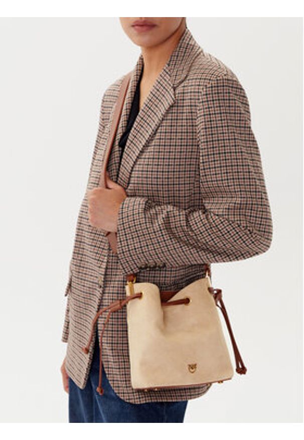 Pinko - PINKO Torebka Secchiello Mini PE 25 PLTT 104303 A2CC Beżowy. Kolor: beżowy. Materiał: zamszowe, skórzane