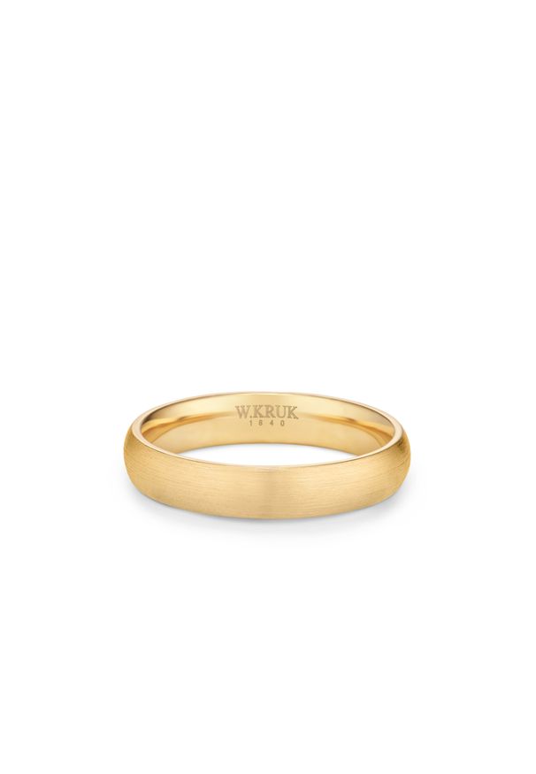 W.KRUK - Obrączka ślubna złota Rossano męska. Materiał: złote. Kolor: złoty. Wzór: aplikacja, gładki