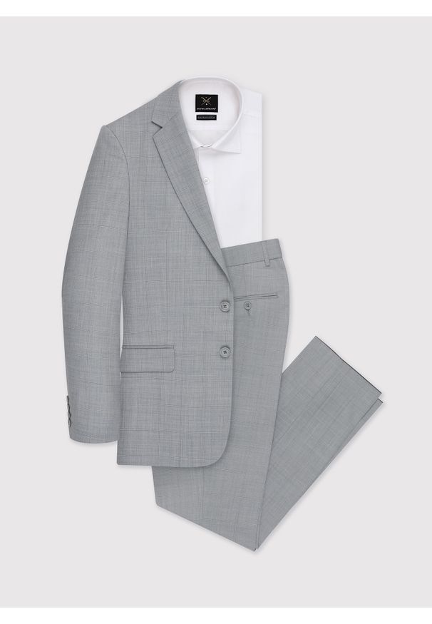 Pako Lorente - PAKO LORENTE – Szare spodnie garniturowe w delikatną kratę. Kolor: szary. Materiał: poliester, lycra, wełna